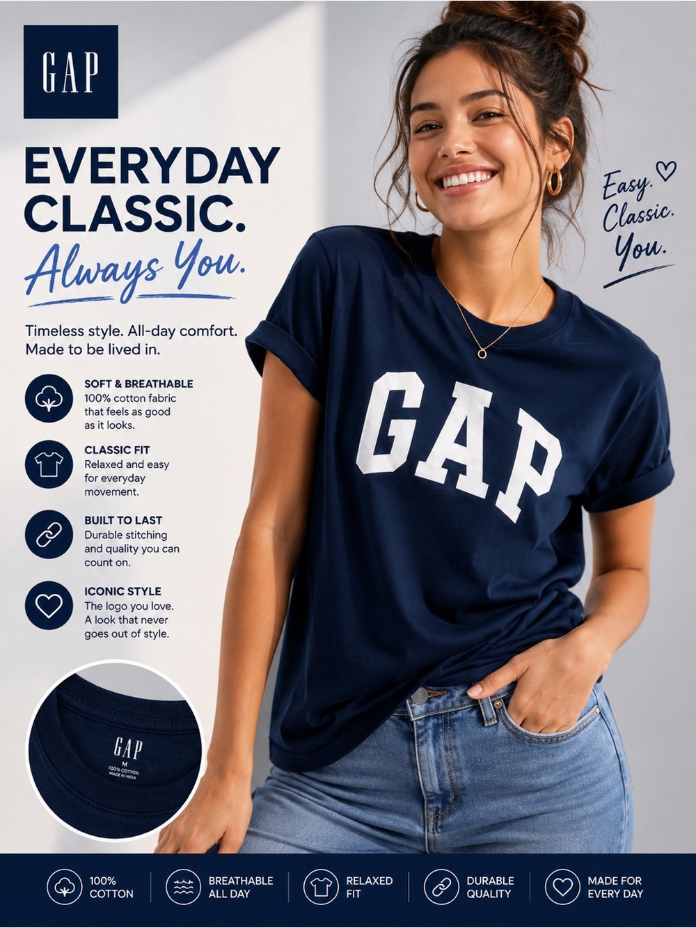 GAP women’s Navy blueShort-Sleeve Logo Tee size XL